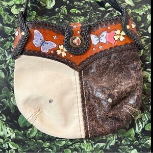 Chic Butterfly Crossbody Bag - Brown and Cream